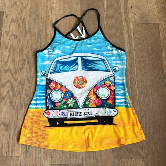 Hippie Soul Volkswagen Van Boho Cut Out Tank Top - Picture 2 of 4